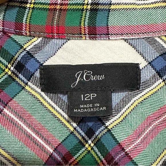 J. Crew Shirt Women's 12P Petite Stewart Tartan Plaid Button Down Long Sleeve - Picture 3 of 7
